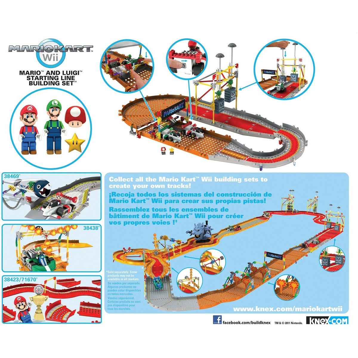 KNEX Super Mario Mario Kart Wii Mario Luigi Starting Line Set 38435 |  eBay Australia