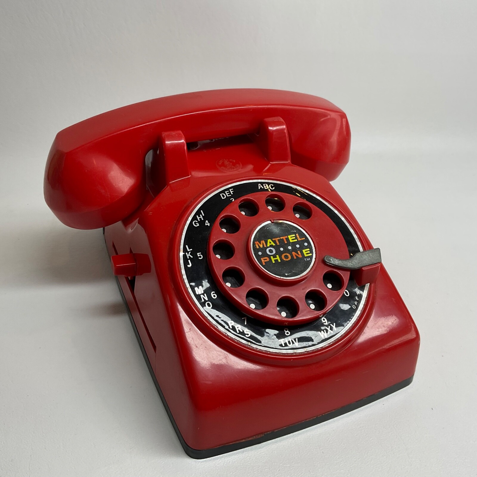 Vintage 1965 mattelophone rotary phone red dial rings eBay