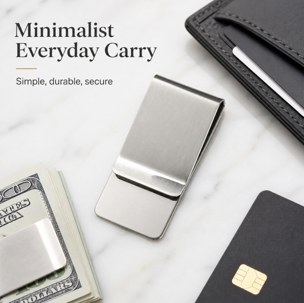 2 Pack Stainless Steel Money Clip Slim Silver Cash Holder Pocket