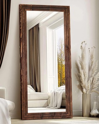 Full Length Mirror 71''x30'' Solid Wood Frame Floor Large Mirror for Living Roo...