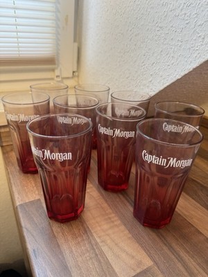 9x Captain Morgan Glas 0,34l Tumbler Longdrink Cocktail Gläser Kontur Rottönung