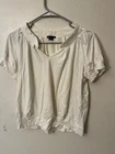 THEORY Women's Short Sleeve V-Neck Tee Shirt Top White  Medium