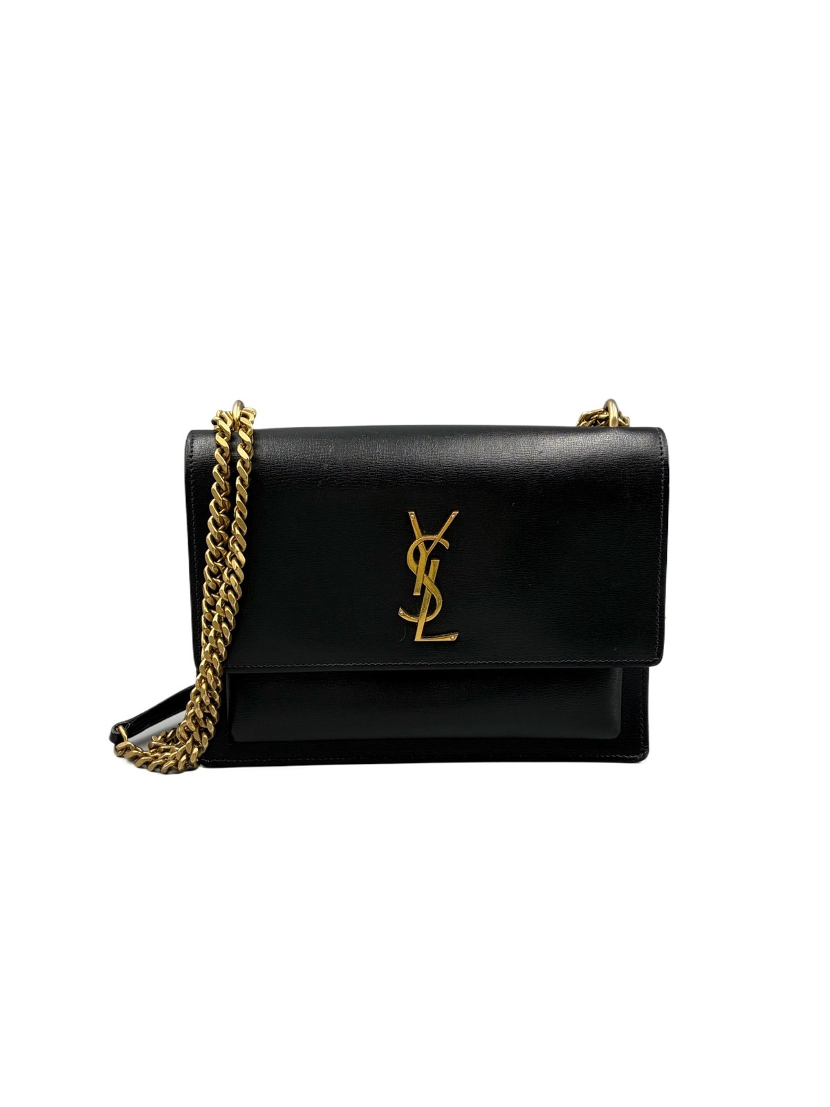 Authentic Saint Laurent Embossed Calfskin Shoulder Bag Black Gold-Tone eBay AG