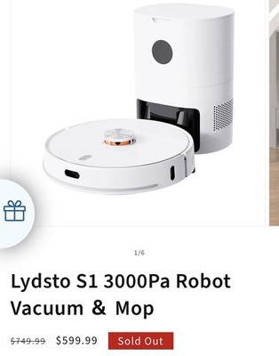 LYDSTO S1 3000 Pa Robot Vacuum + Mop, White