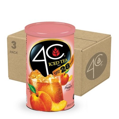 Powdered Drink Mix Cannisters Peach Tea 3 Pack 28 Quarts Family Sized Refreshing