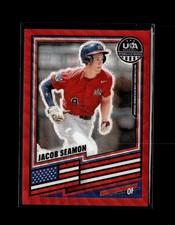 2026 Panini Stars & Stripes Prizm USA Baseball Ruby Wave #199 Jacob Seamon