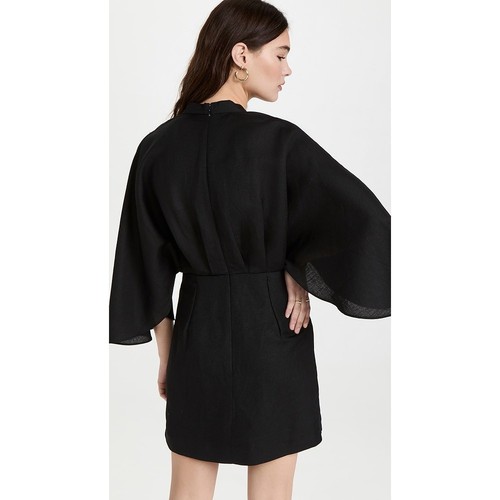 Significant Other Lola Batwing Sleeve Plunging Neck Mini Dress Black Womens US 6 - Picture 4 of 7