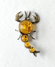 Scorpion brooch amber sterling silver Unusual Vintage Jelly Belly Handmade Pin