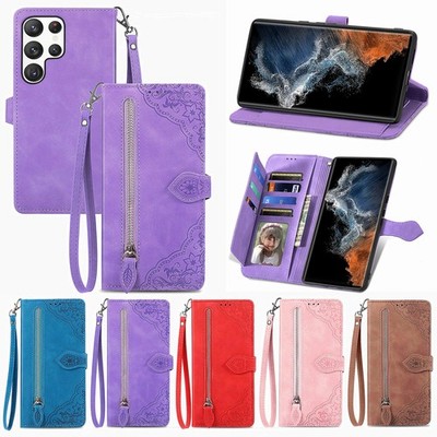 For Samsung Galaxy S23 FE S24+ S25 S26 Ultra Zipper Wallet Magnetic Leather Case