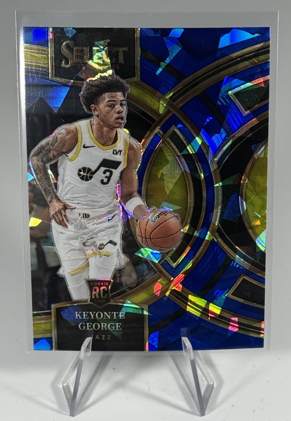 2023-24 Panini Select - Premier Level Keyonte George #109 Blue Cracked Ice Prizm