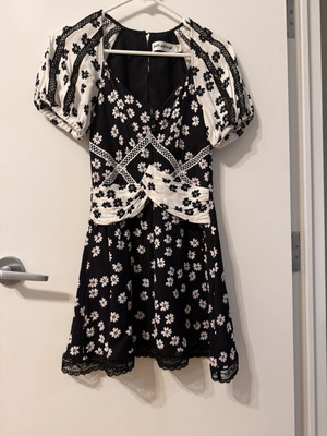 Self-Portrait Black and White Daisy Print Mini Dress UK 6 US 2