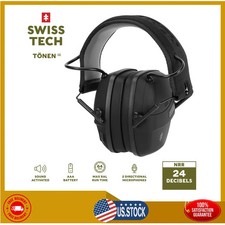 Swiss Tech Electronic Hearing Protection Earmuffs Low Profile Noise Reduction