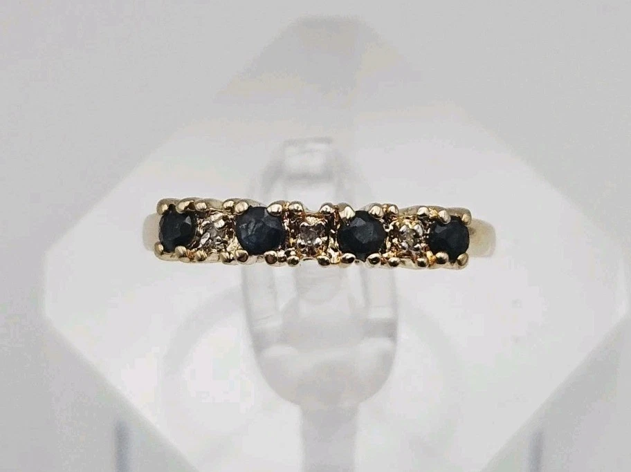 Anillo Ross Simons plata esterlina vermeil 0,12 quilates zafiro y diamantes talla 8 Foto 2 de 4