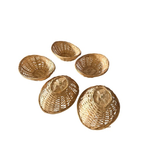 5 piccoli cestini vintage naturali intrecciati ovali vimini conservazione frutta snack ciotole - Foto 10 di 16