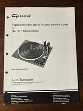 Garrard 640s Auto Turntable Record Player Exploded View Service Original OEM