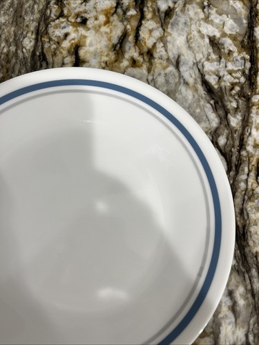 3 Corelle Indigo 6 3/4" Brot Dessert Teller weiß blau grau Streifen 🇺🇸 - Bild 3 von 24