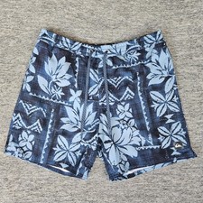 QuickSilver Waterman Blue Floral Swim Shorts Men's Medium Lined Board Trunks