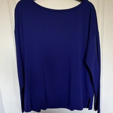 Eileen Fisher Crew Neck Boxy Top M Medium Blu...
