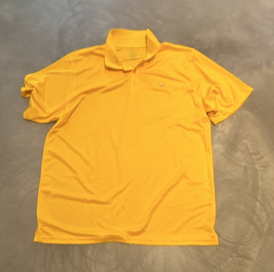 American Eagle Herren Polo 3XL Gelb Kurzarm Polyester atmungsaktiv Logo Golf