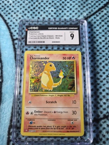 Pokémon Charmander Classic Holo 001/034 50HP Scratch Ember CGC 9 Trading Card