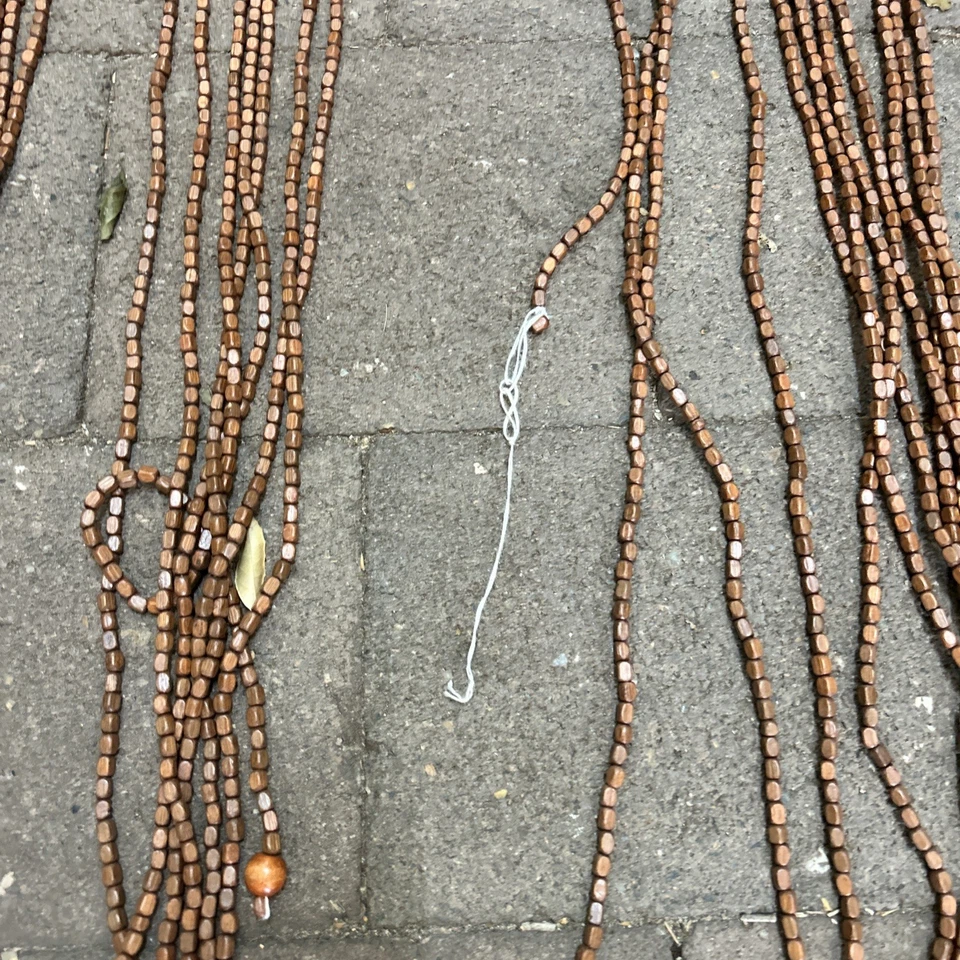 Vintage Wooden Beads Doorway Curtain, Strings, Door Curtain Mid Century - Image 4 of 4