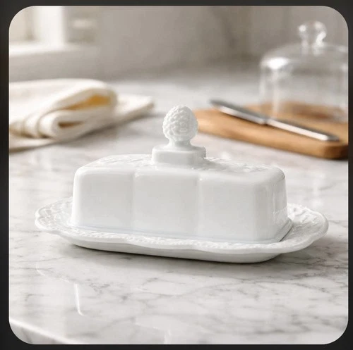 Vintage Indiana Colony Harvest Grape Milk Glass Butter Dish W Cover 8x4