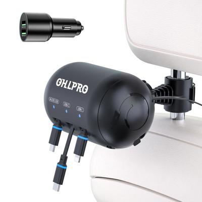 3-in-1 Retractable Backseat Car Charger 36W Fast Charging for Phones
