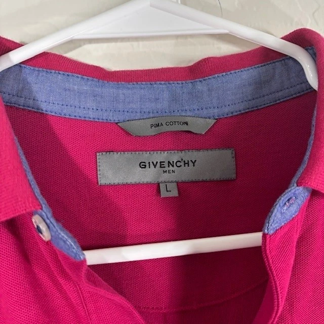 Camisa Polo Givenchy Para Hombre Grande Rosa Granita Pima Algodón Bordado Logo Informal Foto 3 de 4