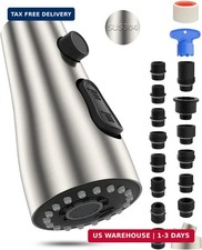Stainless Steel Pull Down Spray Head Replacement with 15 Adapters, NSF/A