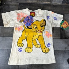 NWT Vintage 90s Disney The LION KING T Shirt Kids Size 5/6 SIMBA White Colorful
