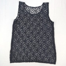 Unbranded Tank Top Womens L Black Crochet Lace Sleeveless Boho Sheer Layering