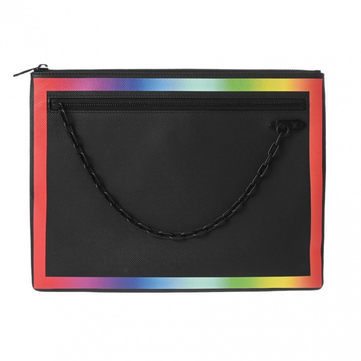 LOUIS VUITTON Taiga Pochette A4 black rainbow M30347 men s Taiga clutch bag A ra