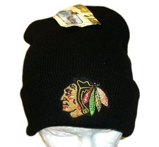 Chicago Blackhawks Mens Beanie Black Winter Hat Cap Cuffed New Tags Nhl Hockey
