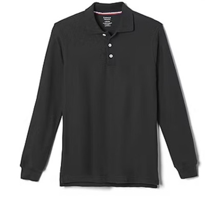 French Toast Boys Long Sleeve Boxy Fit Polo Shirt In Black Size M
