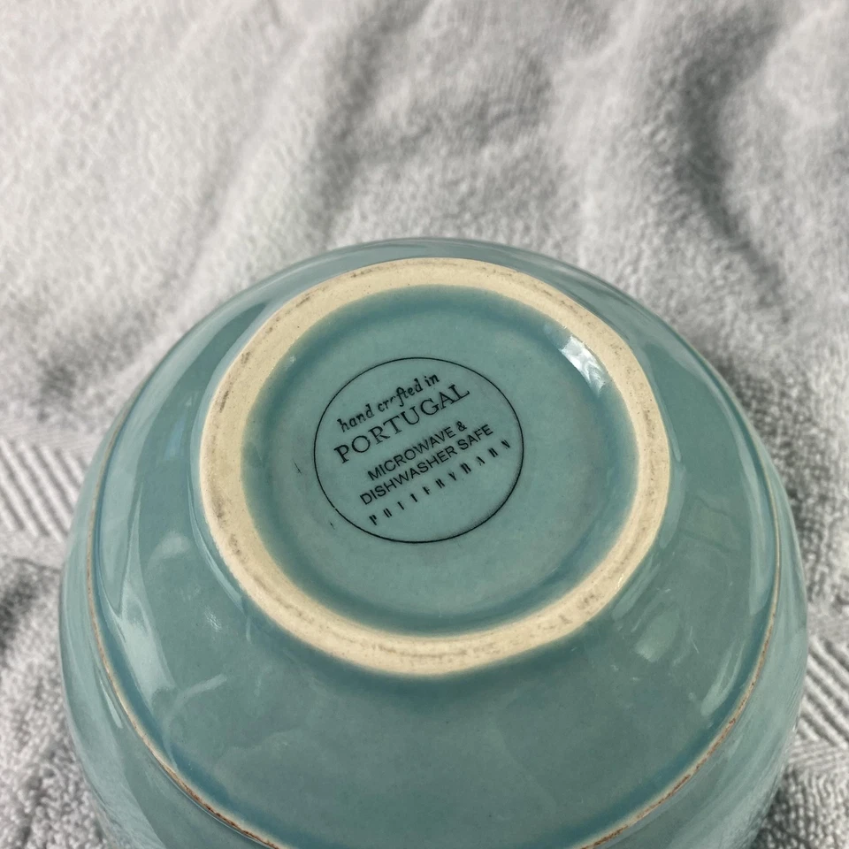 Pottery Barn Portugal Ceramic Bowls Set Of 2 Aqua Blue Soup Cereal Kitchen - Image 4 of 4