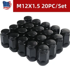 20Pc For Chevrolet Black Conical Seat 12X1.5 Wheel Lug Nuts Bulge Acorn