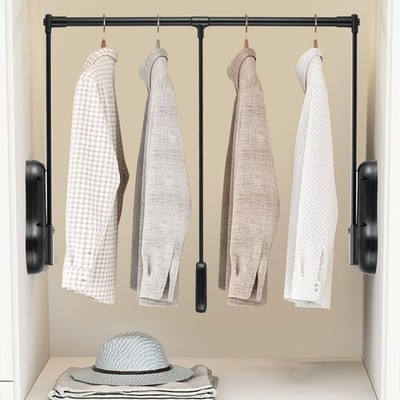 Pull Down Closet Rod, 120° Pull-down Wardrobe Hanger with Lift Damping System...