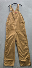 Dickies Men Bib 42 Brown Overalls Canvas Workwear Button 30" Inseam Y2K
