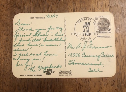 Postal publicitaria de United Air Lines - Net Fisherman (WP8) - Imagen 2 de 2