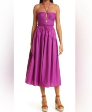 NEW Ulla Johnson Ella Halter Cutout Midi dress in Purple Magenta Size 0