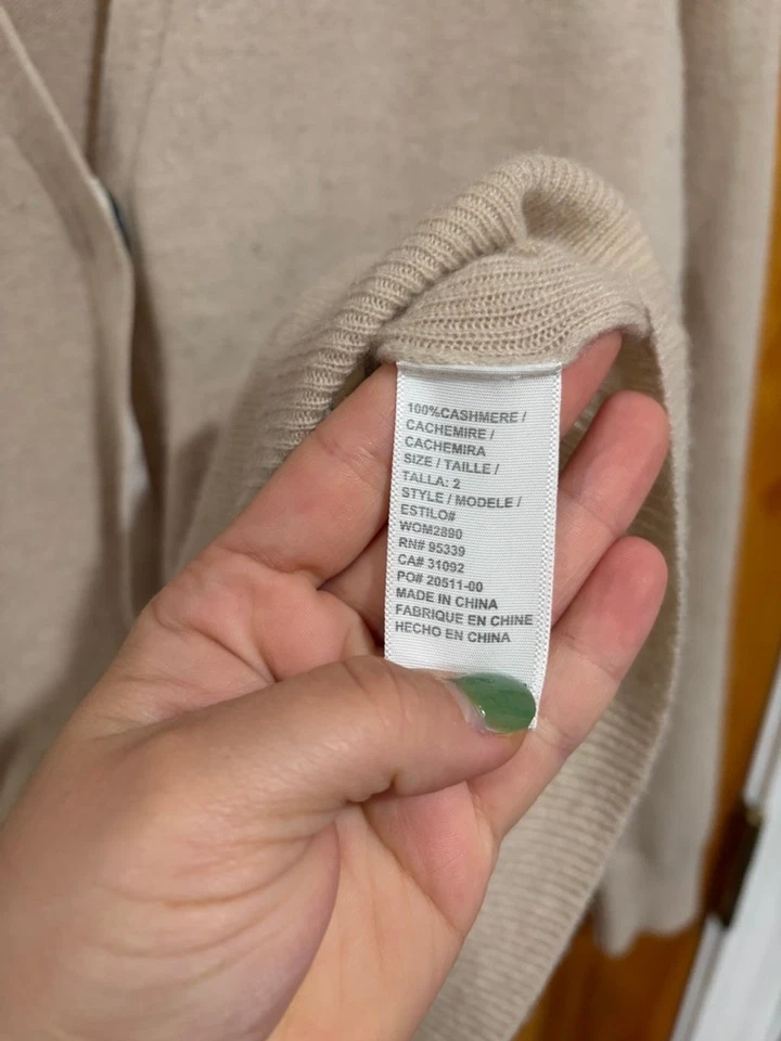 Cárdigan suéter James Perse cachemir talla 2 beige frente abierto tejido de lujo Foto 3 de 4