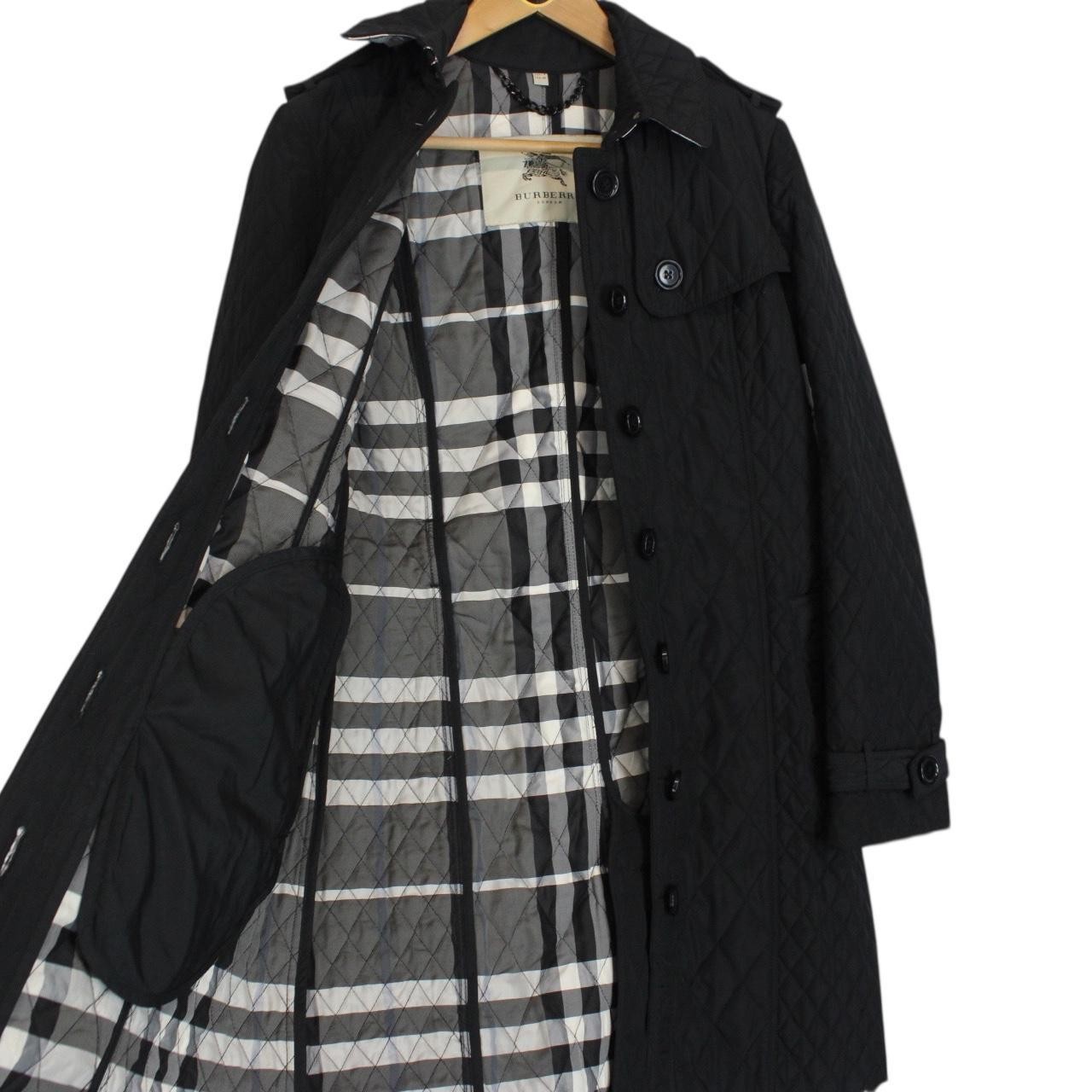Burberry London Black Nova Check Quilted Belted Trench Coat thumbnail 7