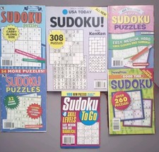 6 Asst. New Sudoku Puzzle Books Lot