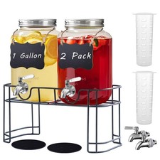 2-Pack 1-Gallon Drink Dispenser w/ Stand & Spigot for Parties, Juice, Tea, Water