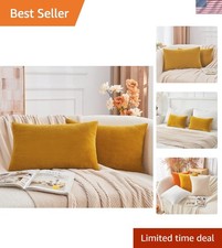 Mustard Yellow Throw Pillow Covers 12x20 Inch Set of 2 Decorative Sofa Cushion C
