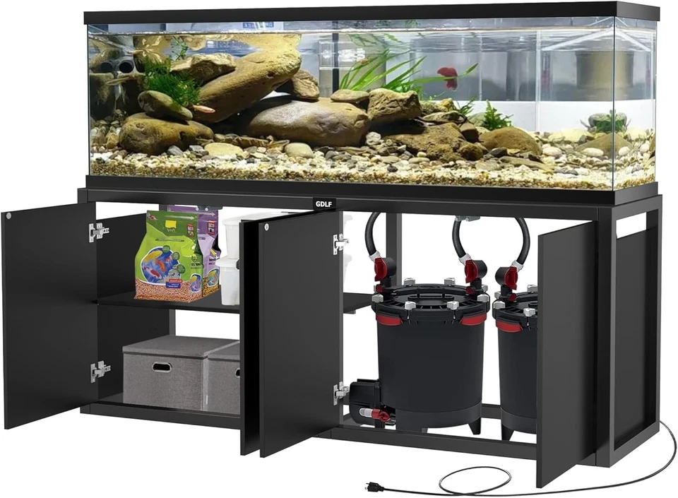 Soporte para pecera de 125-150 galones soporte para acuario de metal de alta resistencia con toma de corriente Foto 4 de 4