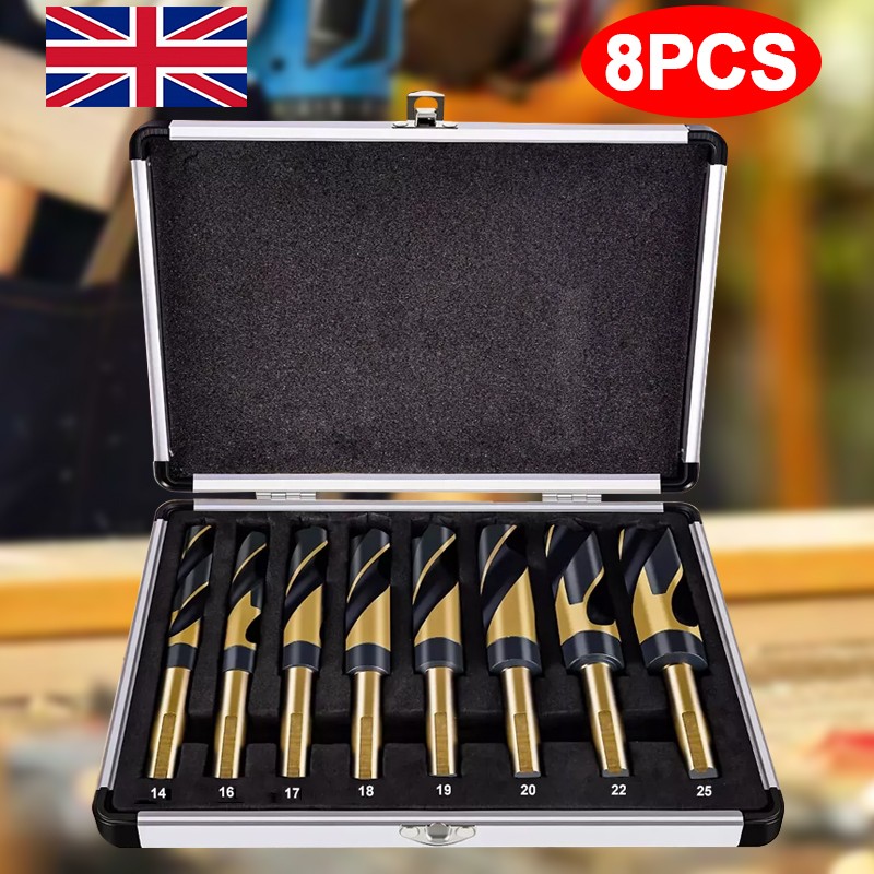 8X Cobalt Blacksmith Titanium Reduced Shank HSS Steel Drill Bit Set 14mm-25mm UK
