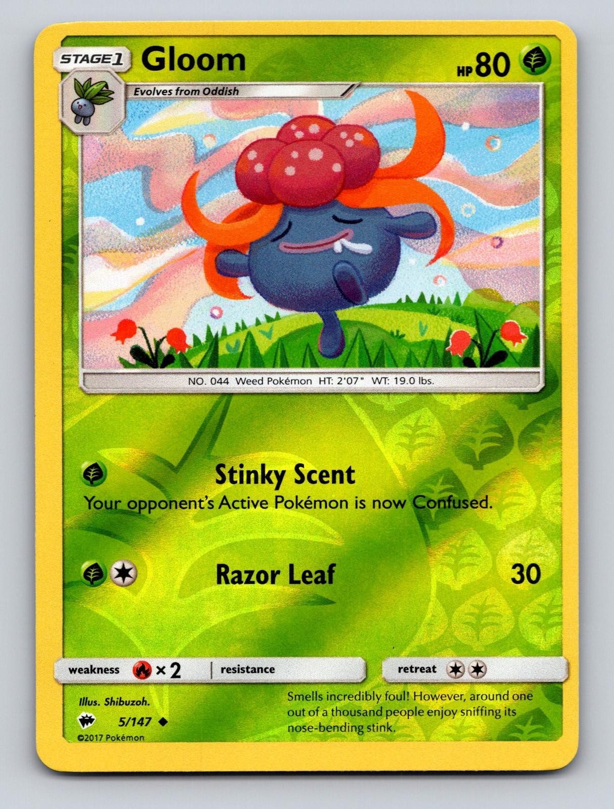 Gloom 5/147 Uncommon Burning Shadows Pokemon Reverse Holo NM