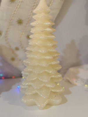 12  LED Glitter Wax Christmas Tree Candle Lighted Decor AA Battery