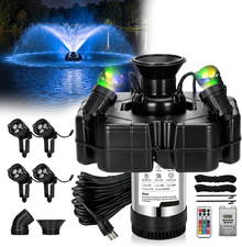 Pond Fountain Aerator, with 4 RGB Lights 1HP 110V Floating Fountain Pump